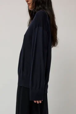 New La Base Turtleneck in Navy Sweaters|Clothing