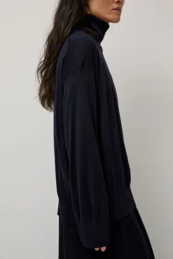 New La Base Turtleneck in Navy Sweaters|Clothing