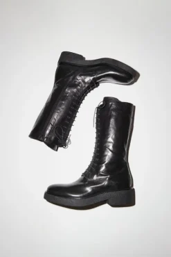 Online Lace Up Crepe Sole Boot in Nero Collections|Clogs And Shoes
