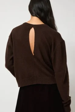 Hot Lambswool Two Holes Solid Pullover in Brown Sweaters|Clothing
