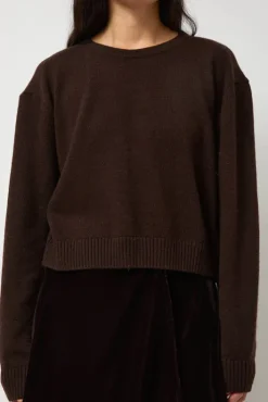 Hot Lambswool Two Holes Solid Pullover in Brown Sweaters|Clothing
