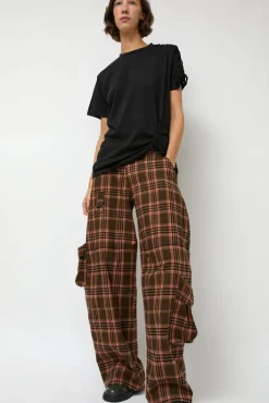 Online Lawn Cargo in Pink Brown Plaid Shorts & Pants|Clothing