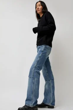 Online Layered Denim Jeans in Washed Blue Denim|Shorts & Pants