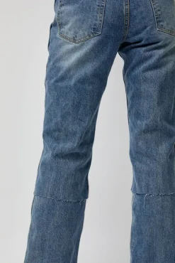 Online Layered Denim Jeans in Washed Blue Denim|Shorts & Pants