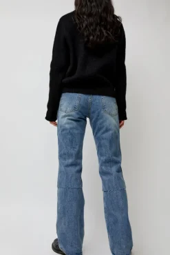 Online Layered Denim Jeans in Washed Blue Denim|Shorts & Pants