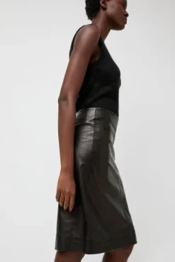 Best Leather Midi Skirt in Black Skirts|Clothing