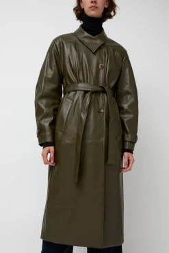 New Leather Scarf Trench in Khaki Jackets & Outerwear|Clothing