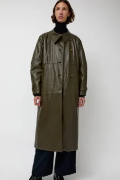 New Leather Scarf Trench in Khaki Jackets & Outerwear|Clothing