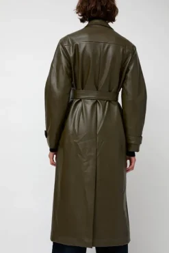 New Leather Scarf Trench in Khaki Jackets & Outerwear|Clothing