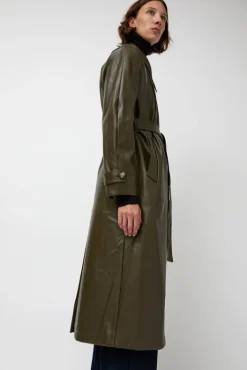 New Leather Scarf Trench in Khaki Jackets & Outerwear|Clothing