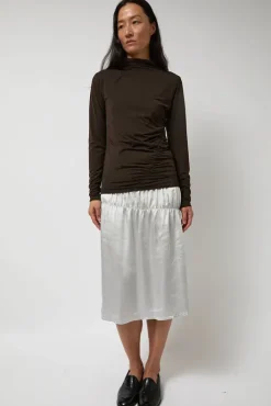 Hot Light Jersey Slim Shirring Top in Brown Collections|Tops
