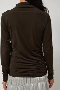 Hot Light Jersey Slim Shirring Top in Brown Collections|Tops