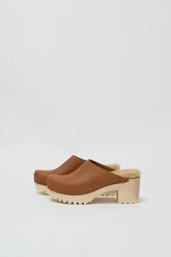 Fashion Liza Clog on Mid Tread in Palomino with Ink Aviator Shearling Clog Sandals And Shoes|Clogs And Shoes