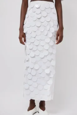 Sale Long Sequin Skirt in White Skirts|Clothing