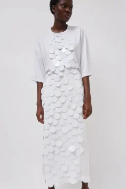 Sale Long Sequin Skirt in White Skirts|Clothing