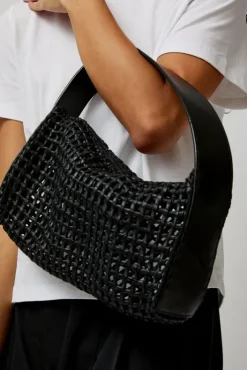 Outlet Macrame Mesh Bag in Black Bags|Accessories