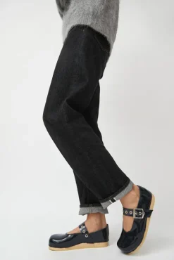 Discount Maryjane Clog on Flat Bendable Base in Navy Patent Collections|Clog Sandals And Shoes
