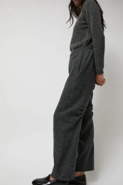 Hot Melange Wool Blend Curve Pants in Grey Shorts & Pants|Clothing