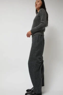 Hot Melange Wool Blend Curve Pants in Grey Shorts & Pants|Clothing