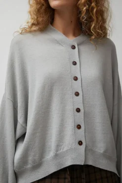 Discount Merino Wool Cardigan in Pearl Grey Sweaters|Clothing