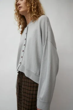 Discount Merino Wool Cardigan in Pearl Grey Sweaters|Clothing