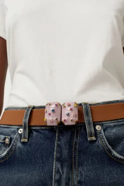 Hot Micro Crystals Belt in Lilac Collections|Belts