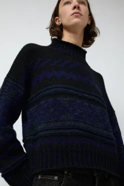Online Nadia Sweater in Black and Blue Sweaters|Clothing