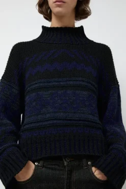 Online Nadia Sweater in Black and Blue Sweaters|Clothing