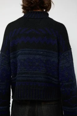 Online Nadia Sweater in Black and Blue Sweaters|Clothing