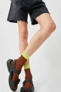 Outlet Neon Tipped Mid Calf Socks in Rust Holiday Gift Guide|Collections