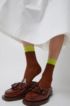 Outlet Neon Tipped Mid Calf Socks in Rust Holiday Gift Guide|Collections