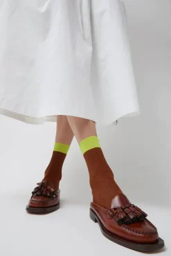 Outlet Neon Tipped Mid Calf Socks in Rust Holiday Gift Guide|Collections