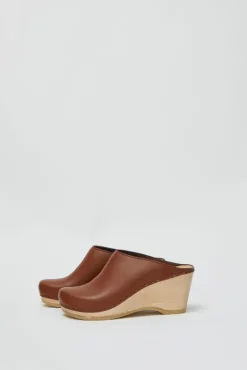 Clearance New School Clog on Wedge in British Tan Collections|Clog Sandals And Shoes