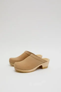 Best Old School Clog on Mid Heel in Bone Collections|Clog Sandals And Shoes