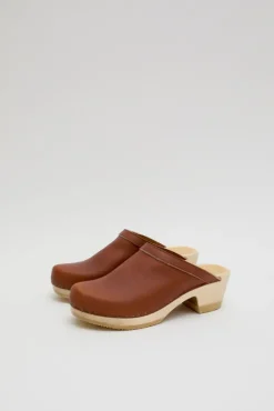 Clearance Old School Clog on Mid Heel in Bourbon Collections|Clog Sandals And Shoes