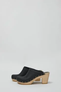Fashion Old School Studded Clog on High Heel in Black Collections|Clog Sandals And Shoes