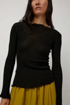 Hot Omato Wool Long Sleeve in Black Collections|Tops