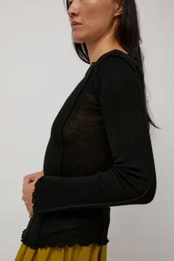 Hot Omato Wool Long Sleeve in Black Collections|Tops