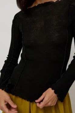 Hot Omato Wool Long Sleeve in Black Collections|Tops