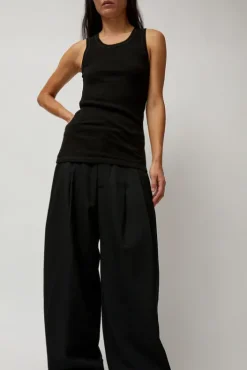Discount Organic Cotton Soft Rib Singlet in Black Tops|Clothing
