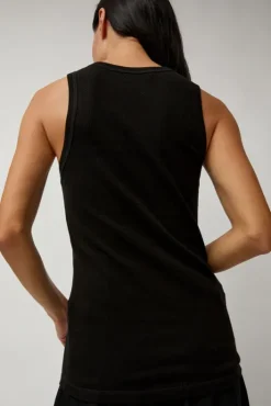 Discount Organic Cotton Soft Rib Singlet in Black Tops|Clothing