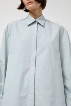 New Oversized Shirt in Blue Tops|Clothing