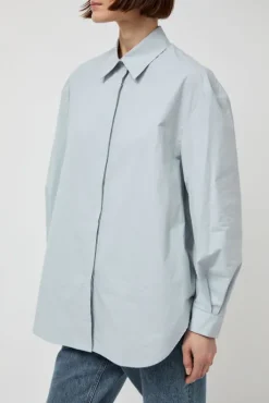 New Oversized Shirt in Blue Tops|Clothing