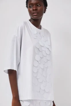 Outlet Oversized T-Shirt with Sequins in White Tops|Clothing