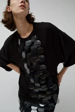 New Oversized T-Shirt with Sequins in Black Holiday Gift Guide|Collections