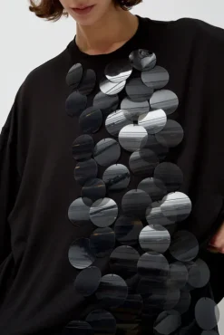 New Oversized T-Shirt with Sequins in Black Holiday Gift Guide|Collections