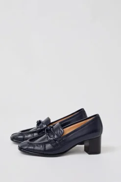 New Philippe Heeled Loafer in Navy Collections|Clogs And Shoes