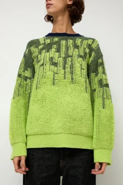 Sale Pile Jacquard Sweater in Wasabi Sweaters|Clothing