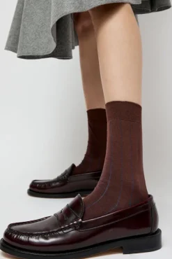 Sale Pinstripe Viscose Socks in Caramel Collections|Socks & Tights