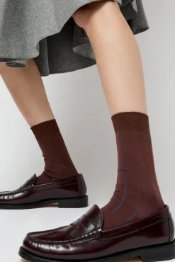 Sale Pinstripe Viscose Socks in Caramel Collections|Socks & Tights